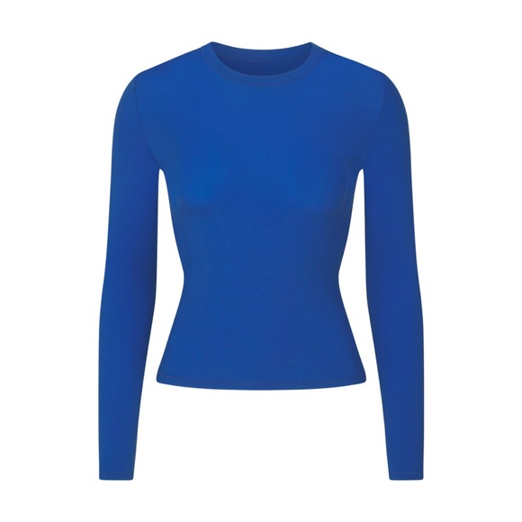 Skims Fits Everybody Long Sleeve Tshirt Sz L Sapphire Blue NWT - Picture 2 of 2
